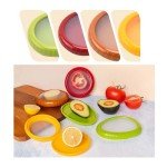 Silicone Fruit Storage Box, Avocado Saver Onion Storage, ilicone Fruit Storage Containers,Reusable Fresh Stretch Pod to Keep Fresh Fruitt,Fridge Keep Fresh Stretch Storage Pod with Lid（4pcs)