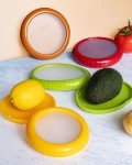Silicone Fruit Storage Box, Avocado Saver Onion Storage, ilicone Fruit Storage Containers,Reusable Fresh Stretch Pod to Keep Fresh Fruitt,Fridge Keep Fresh Stretch Storage Pod with Lid（4pcs)