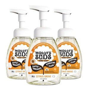 Molly's Suds Foaming Hand Soap - Made with Aloe and Coconut Oil | Moisturizing Hand Wash | Clean Ingredients, Infused with Essential Oils | Citrus Grove - 8.25 Oz (Pack of 3)