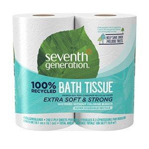 Seventh Generation Bath Tissue Toilet Paper Chlorine Free 2 Ply Toilet Paper 100% Recycled Paper 4 Count (Pack of 1)