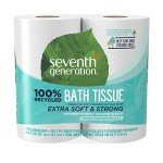Seventh Generation Bath Tissue Toilet Paper Chlorine Free 2 Ply Toilet Paper 100% Recycled Paper 4 Count (Pack of 1)