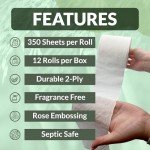 Reli. Bamboo Toilet Paper (12 Jumbo Rolls) | Bathroom Tissue Toilet Paper 2 Ply (350 Sheets/Roll) | Organic Bathroom Bulk | Bamboo Chemical Free Tissue Rolls (4200 Sheets Total)