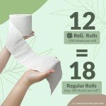 Reli. Bamboo Toilet Paper (12 Jumbo Rolls) | Bathroom Tissue Toilet Paper 2 Ply (350 Sheets/Roll) | Organic Bathroom Bulk | Bamboo Chemical Free Tissue Rolls (4200 Sheets Total)