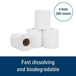 Camco Marine & RV Toilet Paper - 4-Rolls - 1-Ply Quick Dissolve RV & Marine Septic Safe Bath Tissue - Dye & Fragrance Free - 280 Sheets Per Roll (40275)