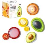 Anti-Oxidation Silicone Fruit and Vegetable Storage Saver and Holder | Fresh Pod, Set of 4 Reusable Fruit Storage Containers for fridge | Ideal for Avocado, Onion, Tomato, Apple, Fresh Stretch pods