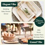 Chic Leaf Disposable Palm Leaf Plates - 50 Count, 8" Square, Natural - Bamboo Plates Disposable, Biodegradable & Compostable - Microwave Safe & Heavy Duty - Event & Party Supplies - Wedding Decor