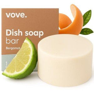 Vove Natural Dish Soap Bar | Bergamot & Grapefruit Essential Oils | Zero Waste Dishwashing Blocks | Plastic-Free Kitchen Soap Cold Pressed | Plant-Based & Eco-Friendly | Single bar (3.5 oz)