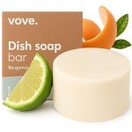 Vove Natural Dish Soap Bar | Bergamot & Grapefruit Essential Oils | Zero Waste Dishwashing Blocks | Plastic-Free Kitchen Soap Cold Pressed | Plant-Based & Eco-Friendly | Single bar (3.5 oz)