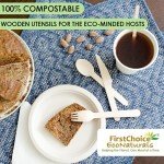 300-Piece Compostable Wooden Cutlery Set – 100 Forks, 100 Spoons, 100 Knives – Disposable Utensils in Paper Box Tray – Eco-Friendly for Restaurants, Schools, Offices, Parties, Catering