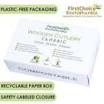 300-Piece Compostable Wooden Cutlery Set – 100 Forks, 100 Spoons, 100 Knives – Disposable Utensils in Paper Box Tray – Eco-Friendly for Restaurants, Schools, Offices, Parties, Catering