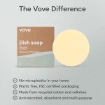 Vove Natural Dish Soap Bar | Bergamot & Grapefruit Essential Oils | Zero Waste Dishwashing Blocks | Plastic-Free Kitchen Soap Cold Pressed | Plant-Based & Eco-Friendly | Single bar (3.5 oz)