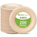 GREENESAGE Small Paper Plates 6 inch, Compostable Eco Friendly Disposable Plates for Appetizer, Cake, Dessert