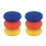 Lola Products Jumbo 4" Plastic Mesh Scouring Pads, Non-Scratch, Great for Pots, Dishwashing, Sinks, Appliances, Assorted Colors, 6 Pack