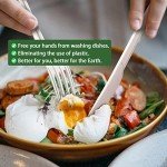 100pcs 100% Compostable Biodegradable Utensils Disposable Cutlery Set Cornstarch Spoon Fork Knife Alternative to Plastic (Spoon 50, Fork 50)