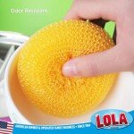 Lola Products Jumbo 4" Plastic Mesh Scouring Pads, Non-Scratch, Great for Pots, Dishwashing, Sinks, Appliances, Assorted Colors, 6 Pack