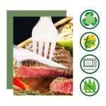 100pcs 100% Compostable Biodegradable Utensils Disposable Cutlery Set Cornstarch Spoon Fork Knife Alternative to Plastic (Spoon 50, Fork 50)