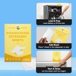 Lucent Globe Dishwasher Dishwashing Detergent Sheets, Dish Soap & Dishwashing Tablets Alternative. Plant-Based, Eco-Friendly, Fully Biodegradable, Lemon Scent & Plastic Free Packaging (64 Sheets)