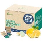 Natural Dishwasher Detergent Tablets - Plant Based Alternative Refill Pack Dishwashing Tabs - Eco-Friendly And Plastic Free Way To Cleaner Dishes - 30/60/90 Refills Dish Washer Soap Pods (90 Pack)