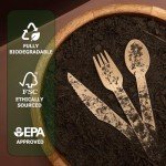 Envmax Disposable Wooden Cutlery Set 360 PCS - 100% Compostable Wooden Silverware [120 Forks, 120 Spoons, 120 Knives] - Wooden Disposable Utensils - Compostable Forks and Spoons - Silverware