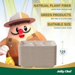 JOLLY CHEF Compostable 𝟱 Compartment Paper Plates 𝟭𝟬 * 𝟴 𝗶𝗻𝗰𝗵 [𝟭𝟮𝟱 𝗣𝗮𝗰𝗸] Heavy Duty Divided Disposable Eco-Friendly Biodegradable Containers Food Trays for Dinner Lunch Buffet(Brown)