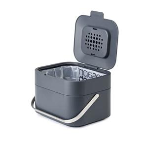 Joseph Joseph Intelligent Waste Compost Bin Food Waste Caddy with Odor Filter and Ventilation, 1 gallon / 4 liters, Graphite