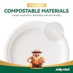 JOLLY CHEF Compostable Heavy Duty Plates 𝟭𝟬 𝗜𝗻𝗰𝗵 [𝟭𝟮𝟱 𝗣𝗮𝗰𝗸] Eco-Friendly Disposable White Paper Plates Made of Bagasse Biodegradable Bulk for Party Dinner Sugarcane Fibers Round 125 Count