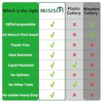 MISISIPI 150-Count Compostable Utensils Set - Heavy Duty BPI Certified, Plastic-Free Disposable Forks, Spoons, Knives for BBQ, Camping, Events, Plant-Based Cutlery