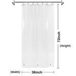 Barossa Design Small Shower Curtain for Shower Stall Size 36 x 72 inches,PEVA - Waterproof, Eco-Friendly, Non-Toxic, Odorless, PVC Free, Metal Grommets (Clear)