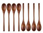 Long Handle Wooden Spoon For Mixing Coffee Tea Jam and Bath Salt In Kitchen, Environmentally Friendly Table Spoon, 8.6 Inches, 8 Pieces…