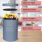 Abakoo Stainless Steel Compost Bin - Premium Grade 304 Stainless Steel Kitchen Composter - Includes 4 Charcoal Filter, Indoor Countertop Kitchen Recycling Bin Pail (1.0 Gallon (Gray))