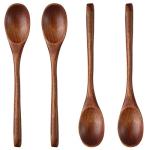 Long Handle Wooden Spoon For Mixing Coffee Tea Jam and Bath Salt In Kitchen, Environmentally Friendly Table Spoon, 8.6 Inches, 8 Pieces…