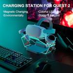 HiBloks Charging Station for Meta/Oculus Quest 2, Illuminated VR Stand for Quest 2, Magnetic Controller & Headest Display Charger with 2 Rechergeable Batteries, Battery Cover and USB-C Charger Cable