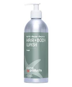 Plaine Products Eco Friendly Shampoo + Body Wash 2 in 1 Combo, 16oz, Sage (Original (with pump))