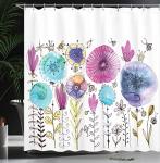 Ambesonne Dragonfly Shower Curtain, Hello Summer Concept Dandelion and Winged Bug Be Happy Art, Cloth Fabric Bathroom Decor Set with Hooks, 69" W x 70" L, Blue Pink