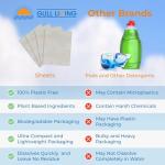 Gull living Eco-Friendly Dishwasher Detergent Sheets - Natural Dishwashing Detergent - Plant Based Dishwasher Soap Sheets - Unscented & Plastic Free Travel Size 60 Loads with sustainable Packaging.