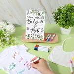 Roowest 35 Pcs Baby Shower Bibs Games Design Wooden Baby Shower Party Game Sign DIY Bodysuit Sign 15 White Blank Feeder Bibs 9 Newborn Bodysuit 10 Markers for Boys Girls(Greenery)