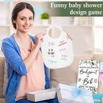 Roowest 35 Pcs Baby Shower Bibs Games Design Wooden Baby Shower Party Game Sign DIY Bodysuit Sign 15 White Blank Feeder Bibs 9 Newborn Bodysuit 10 Markers for Boys Girls(Greenery)