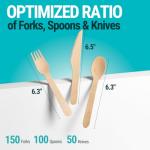 Eco-Friendly 300-Piece Compostable Wooden Cutlery Set