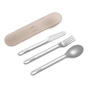Bentgo Stainless Travel Utensil Set - Reusable 3-Piece Silverware Set with Carrying Case, High-Grade Premium Steel, BPA-Free Case, Eco-Friendly - Ideal for Travel, Camping, and Office Use (Sand)