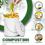Utopia Kitchen Compost Bin for Kitchen Countertop, 1.3 Gallon Compost Bucket for Kitchen with Lid, Includes 1 Spare Charcoal Filter (White)