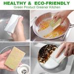 Natural Kitchen Sponge Compostable Kitchen Sponges Cellulose and Coconut Scrubber Abrasive Scrubbing Pads SmilePowo Environmentally Friendly Sponge for Dishes (12 Pack)
