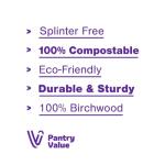 Pantry Value [100 Count] Wooden Spoons Disposable, Splinter-free Biodegradable Spoons, Eco-friendly, Compostable Utensils for Outdoors, Parties, and events