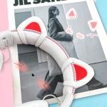 REEYEAR Cute Pink Cat Ears Fits for HypreX Cloud/Cloud Stinger/Cloud Flight Headsets, Universal Fit Lovely Kitty Adjustable Attachment Straps for Video Live Gaming Headphone, Snow&Ruby