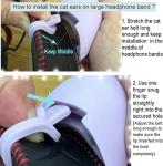 REEYEAR Cute Pink Cat Ears Fits for HypreX Cloud/Cloud Stinger/Cloud Flight Headsets, Universal Fit Lovely Kitty Adjustable Attachment Straps for Video Live Gaming Headphone, Snow&Ruby