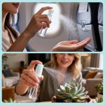 Bomeiyi 4 Pack Refillable Spray Bottle, Reversible Small Empty Spray Bottle with Fine Mist, Leak Proof - for Cleaning Solutions, Mosquito prevention, Face & Hair Mist - 4pk 1 OZ / 30 ML