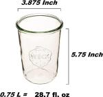 Weck Canning Jars 743 - Weck Mold Jar made of Transparent Glass - Eco-Friendly - Food Storage Container with Lid Airtight - 3/4 Liter Tall 1 Jar with Lid and Rubber Gasket