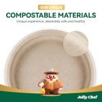 JOLLY CHEF Compostable Heavy Duty Plates 𝟭𝟬 𝗜𝗻𝗰𝗵 [𝟭𝟮𝟱 𝗣𝗮𝗰𝗸] Eco-Friendly Disposable Paper Plates Made of Bagasse Biodegradable Bulk for Party Dinner Sugarcane Fibers Round (Natural)