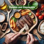 EVINAKO Wooden Cutlery Set - Pack of 150 (50 Spoons, 50 Forks, 50 Knives) | Eco-Friendly, Biodegradable & Reusable | Sustainable, Chemical-Free & Food Safe