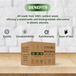 EVINAKO Wooden Cutlery Set - Pack of 150 (50 Spoons, 50 Forks, 50 Knives) | Eco-Friendly, Biodegradable & Reusable | Sustainable, Chemical-Free & Food Safe