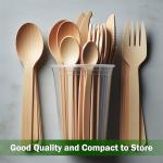 EVINAKO Wooden Cutlery Set - Pack of 150 (50 Spoons, 50 Forks, 50 Knives) | Eco-Friendly, Biodegradable & Reusable | Sustainable, Chemical-Free & Food Safe